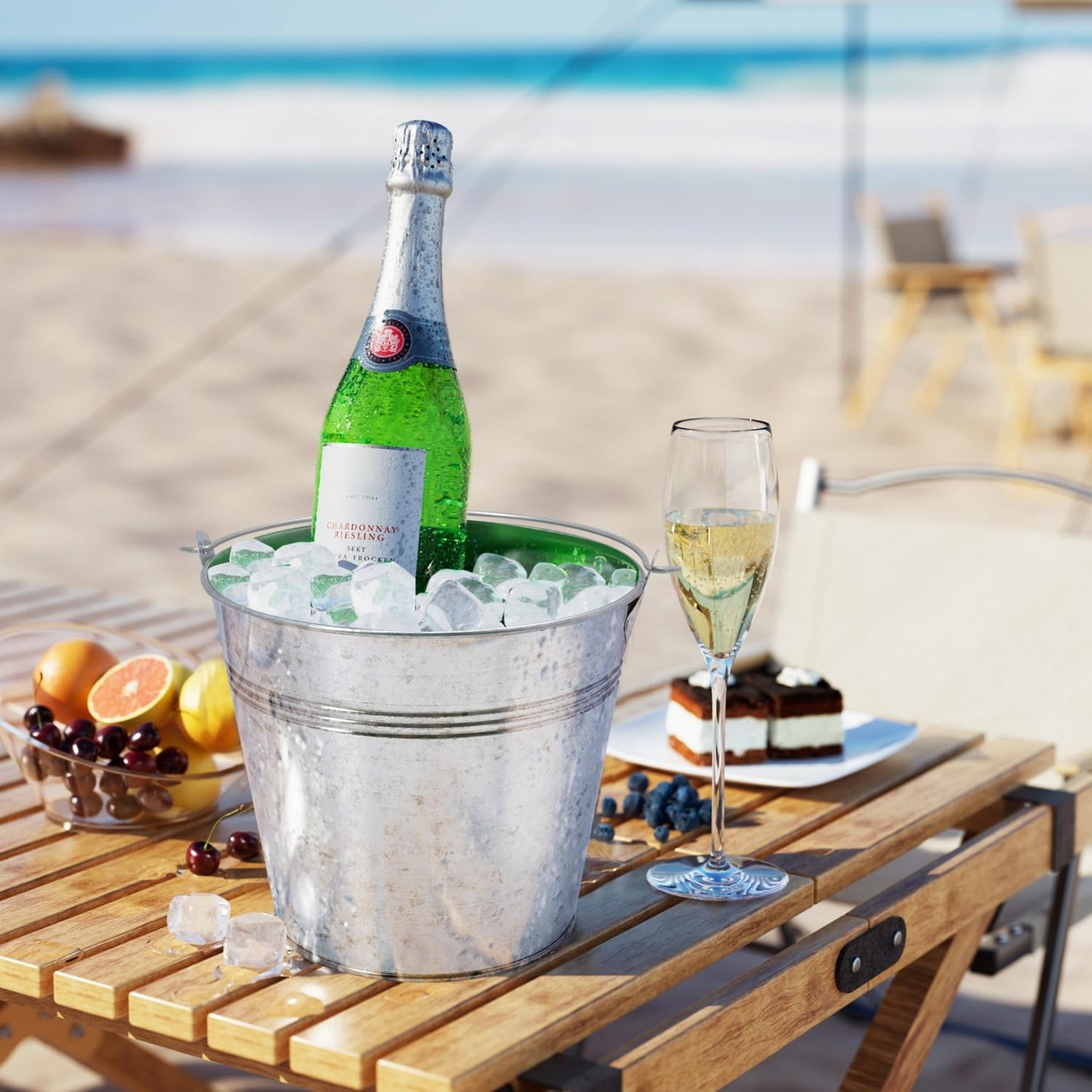 3 PCS 15.3 x 9 x 6 inches White Metal Galvanized Tub with Iron Handles, 3 Gallon Beverage Tubs for Parties, Large Ice Buckets for Beer, Wine, Cocktails & Outdoor Events