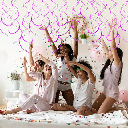30 Pieces Hanging Swirl Party Decorations Foil Decorations Ceiling Swirl Spiral Hanging Plastic Streamer for Ceiling Birthday Graduation Wedding Celebration Baby Shower Party Supply (Black)