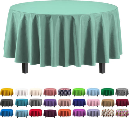 12-Pack Premium Plastic Tablecloth 54in. x 108in. Rectangle Table Cover - Dark Blue - Colors A