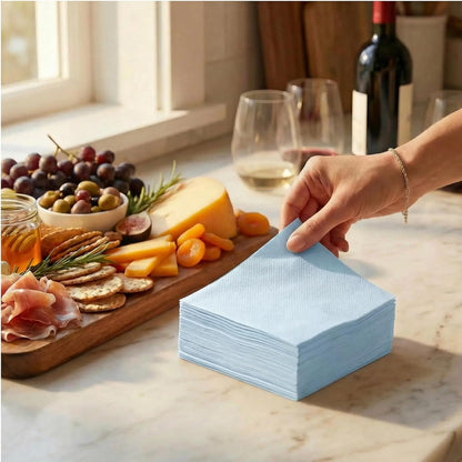 AH AMERICAN HOMESTEAD Cocktail Napkins-Disposable Beverage/Bar Napkins-White Linen-Like Square Napkins-Eco-Friendly & Compostable-Everyday Use, Party or Wedding 4.75inch x 4.75inch (100 Count, White)