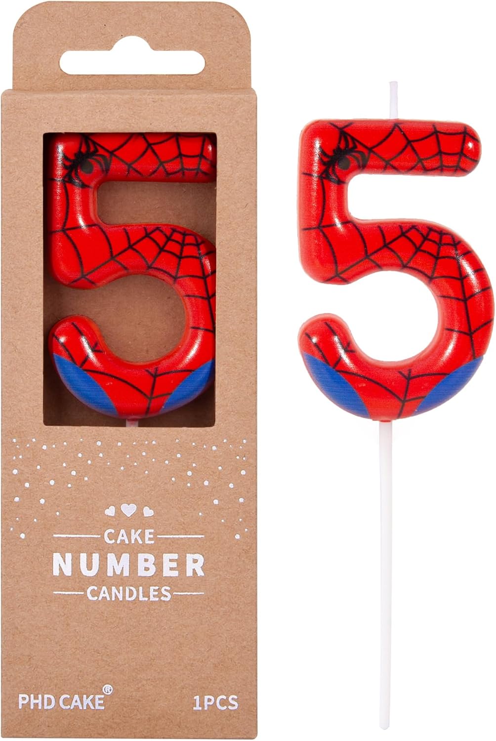 PHD CAKE 2.76 Inch Number 3 Spider Birthday Candles, Spider Cartoon Themed Number Candles, Cake Number Candles, Party Celebration
