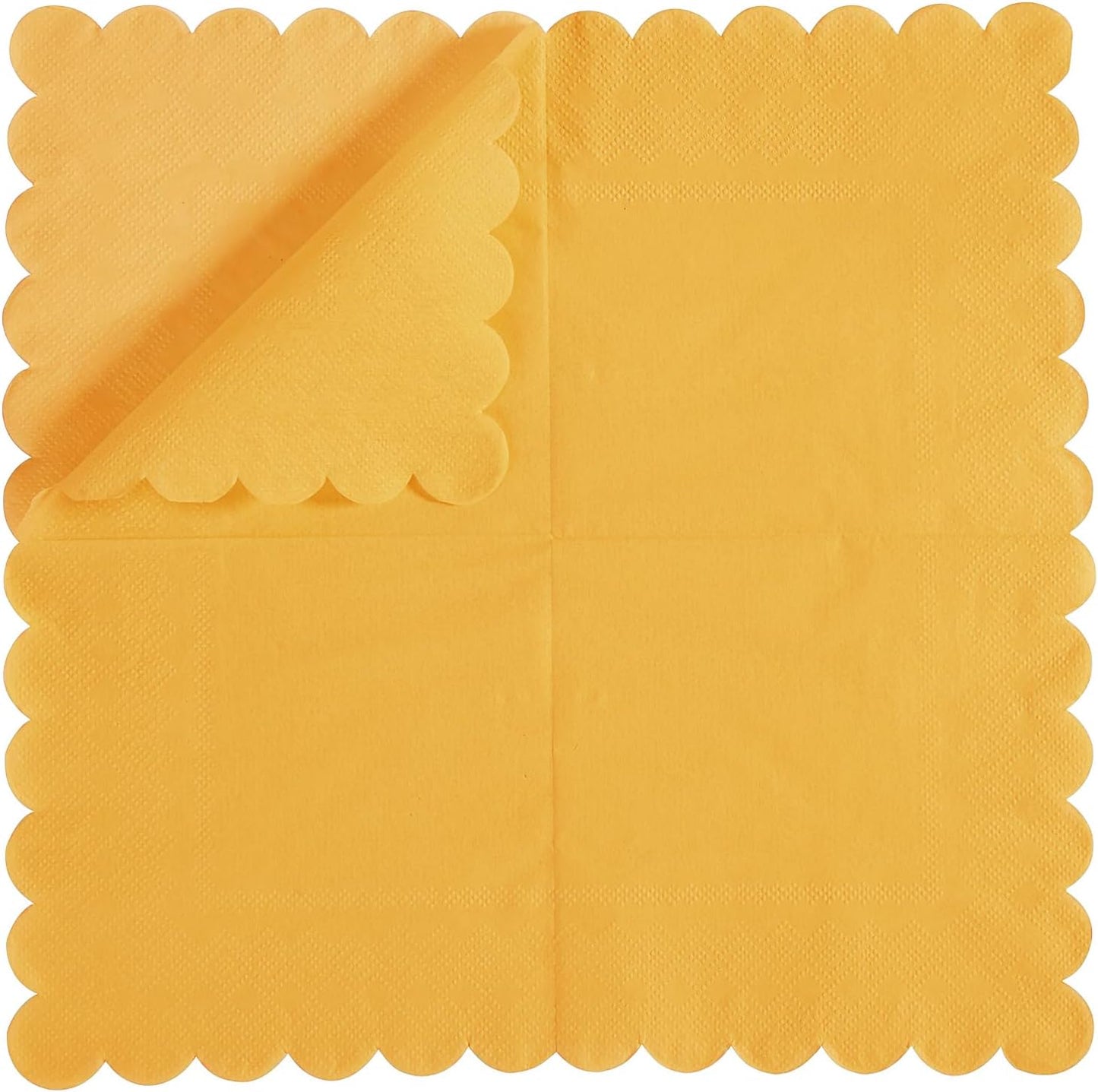 100 Pack Cocktail Napkin 2-Ply Scalloped Edged Dessert Napkins Folded 5 x 5 Inches Disposable Napkins for Dinner Wedding Birthday Party Bridal Anniversary Reception Event (Pink)