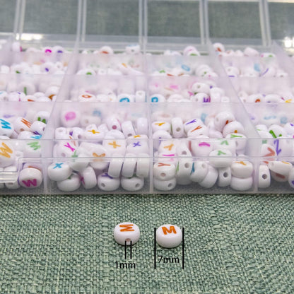 Melius 1450Pcs Acrylic Glow Letter Beads, Alphabetical Glowing in The Dark Beads in 28 Grid Box for Jewelry Making, DIY Bracelets, Necklaces, Key Chains (Glowing, 4x7mm)