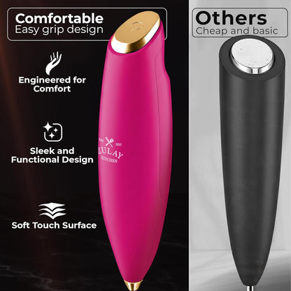 Zulay Kitchen Powerful Milk Frother Wand With Duracell Batteries - Ultra Fast Handheld Drink Mixer - Electric Whisk Foam Maker for Coffee, Lattes, Cappuccino & Matcha - Z1 Motor - Black - Colors B