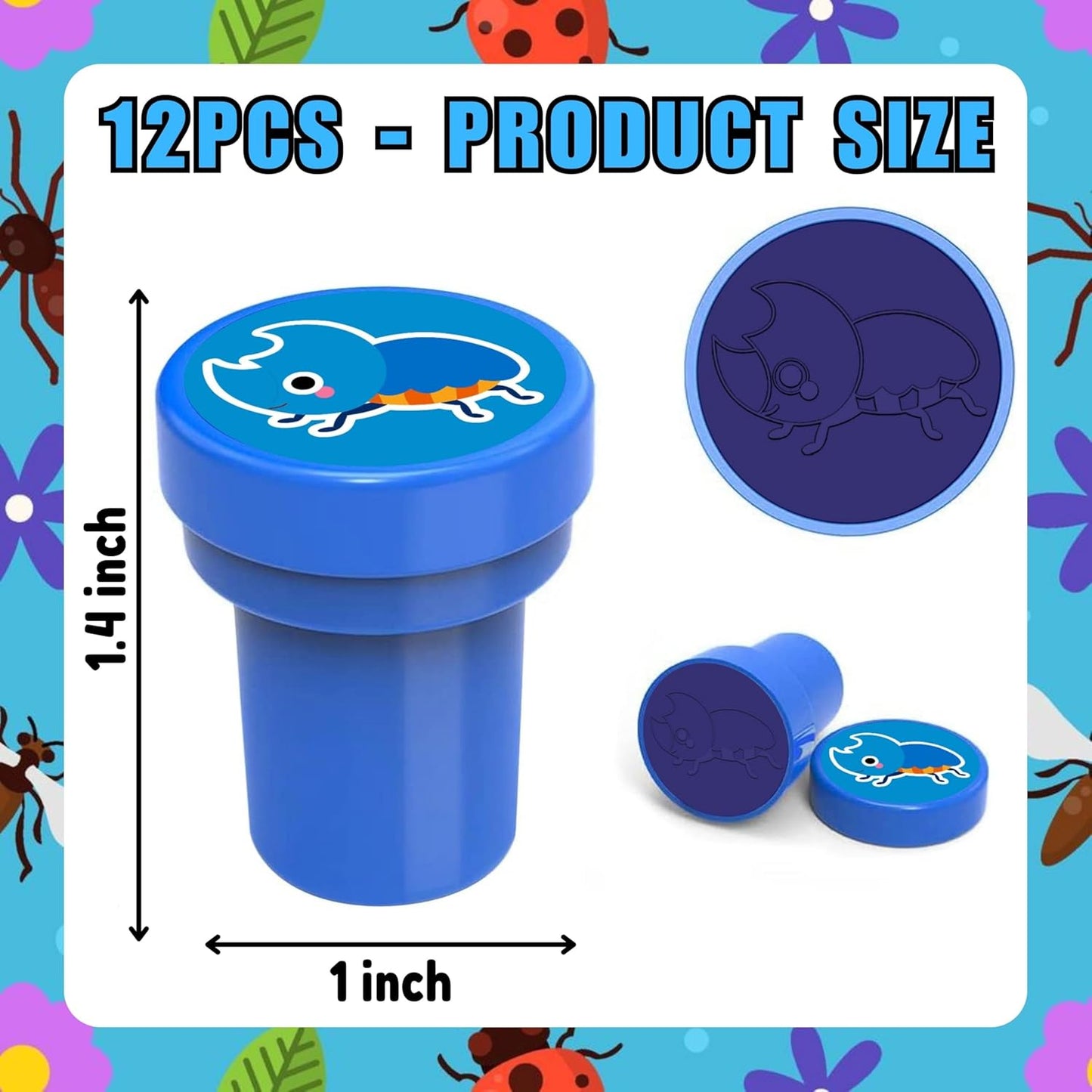 36PCS Bug Party Favors - 24PCS Pre-Cut Temporary Tattoos & 12PCS Stamps - Ideal Spring Summer Animal Themed Birthday Card Decorations Supplies Goodie Bag Kids Gifts Classroom Rewards Prizes