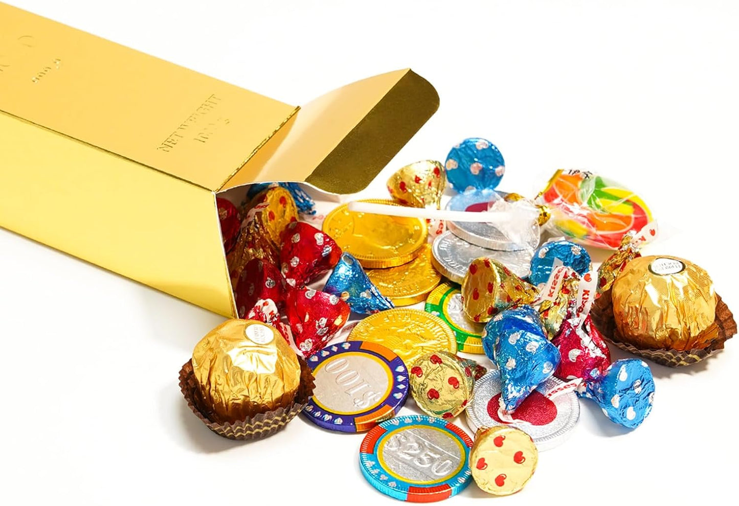 UnicoPak 30 Pack Gold Bar Party Favor Boxes, Simulated Foil Gold Treat Boxes Candy Boxes Decorated Boxes, with FINE GOLD 999.9 Embossed Pattern, 6.5x3 Inch Gift Boxes for Candy, Halloween, Christmas