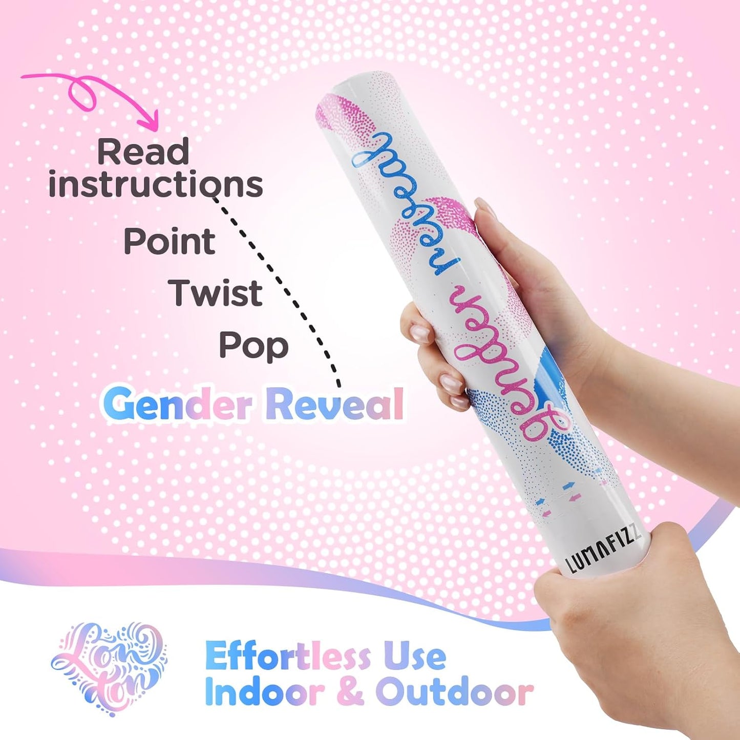 Gender Reveal Confetti Cannon - Biodegradable Confetti Poppers - Pink & Blue, 2 Pack - Party Supplies Pop Gun-Cannon for Boy or Girl Baby Reveal Party Supplies (1Pink +1Blue)