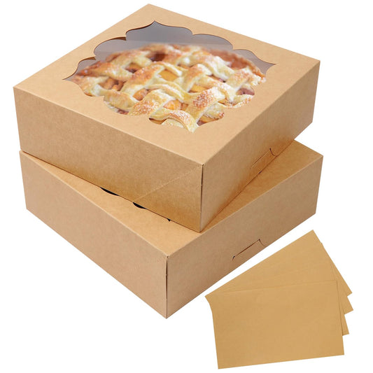 20 Pack Pie Boxes 9x9x3Inch Cake Boxes Bakery Boxes with Window for Pie, Cookies, Donuts, Chocolate Covered Strawberries(White)