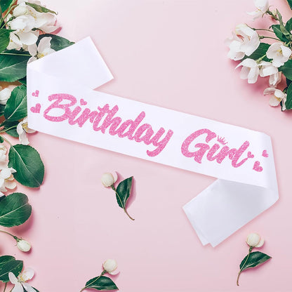 ‘Birthday Girl' Birthday Sash Royal Blue with Glitter Silver Letters Birthday Sash for Women, Sweet 16, 18th 21st B-day Sash
