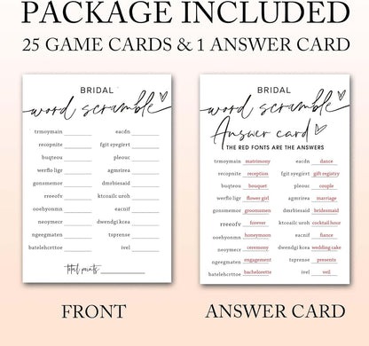 Bridal Shower Bingo, What Will The Bride to Be Receive, 25Pcs Bridal Bingo Game Cards, Engagement Party Games for Guests, Minimalist White Wedding Party Supplies - A18