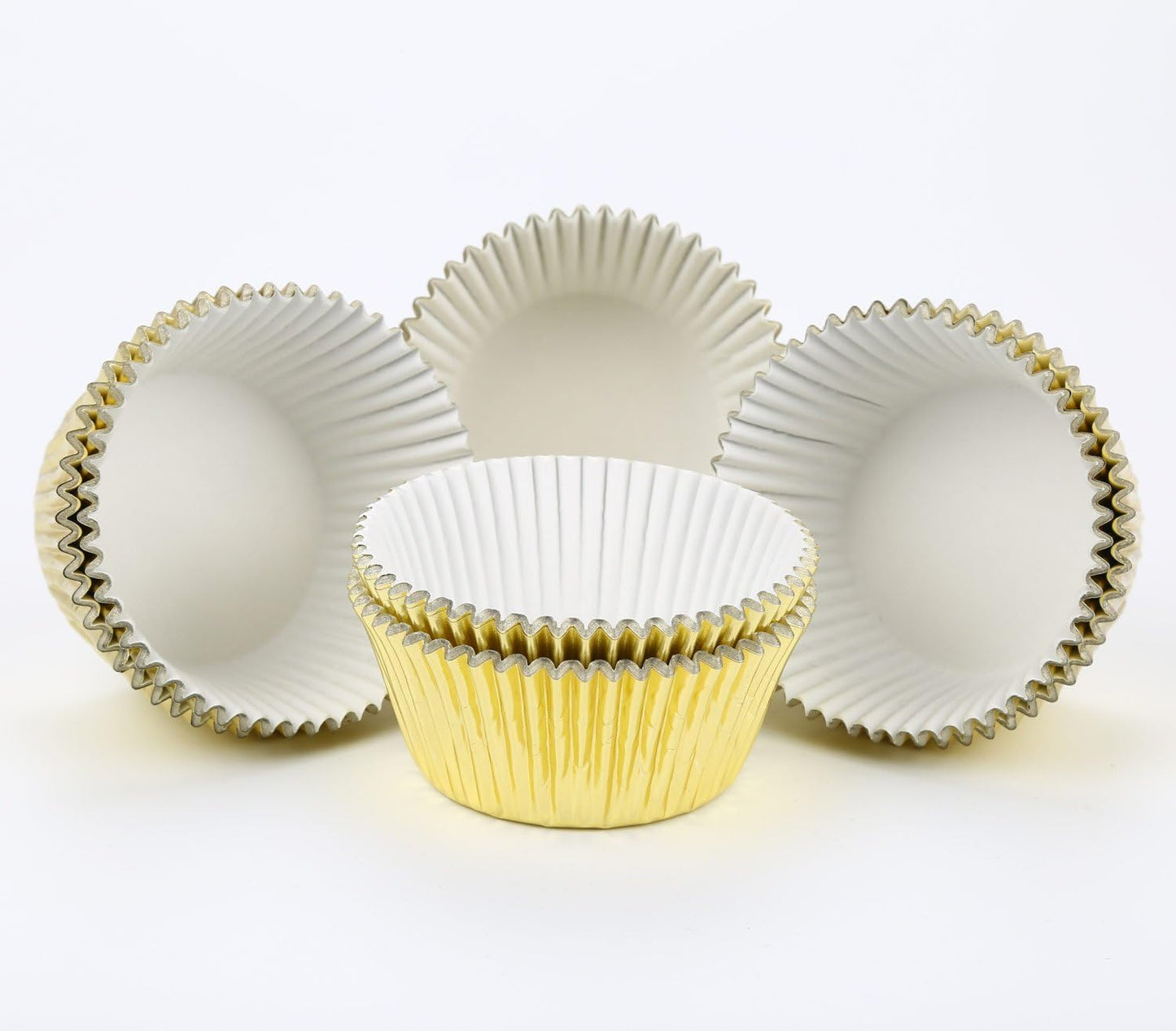 Gifbera White Metallic Foil Cupcake Liners Standard Size Baking Cups, 200-Count