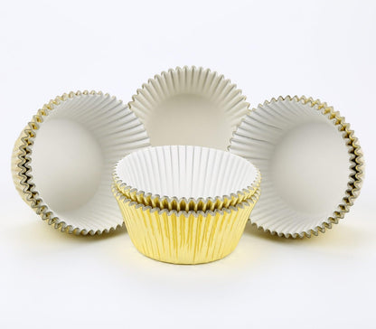 Gifbera White Metallic Foil Cupcake Liners Standard Size Baking Cups, 200-Count