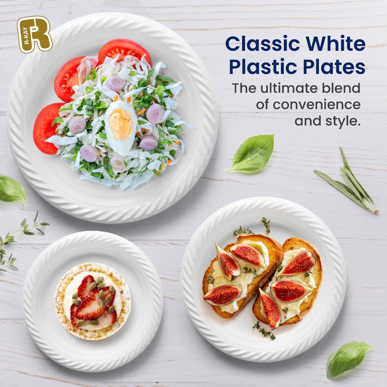 R-kay Plastic Bowls - 100 Count Microwavable Disposable Bowls - Strong Heavy Duty And Sturdy White Plastic Bowls Disposable (12 OZ, 100)