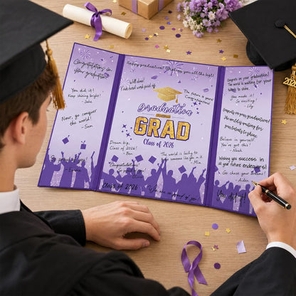 Graduation Guest Book 2026, Blue Gold Graduation Decorations Class of 2026 Graduates Sign in Book Signature Board Congrats Grad Decor Party Supplies, High School College Graduations Gifts for Her Him