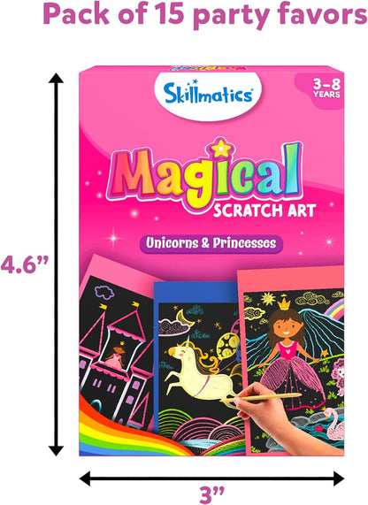 Skillmatics Party Favors (Pack of 15) - Magical Scratch Art Set for Kids, Unicorns & Princesses, Pink Goodie Bag, DIY Art & Craft Activity, Gifts for Girls, Boys Ages 3, 4, 5, 6, 7, 8