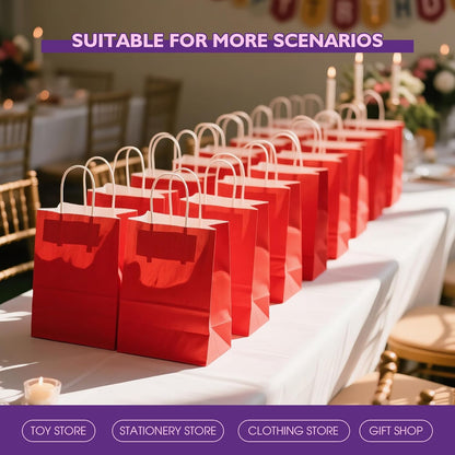 32 Pack Paper Gift Bags with Handles, 5.8"×3.2"×8.25" Party Favor Bags, Gift Bags, Small Gift Bags with Handles, Party Bags, Small Goodie Bags Bulk for Birthday, Crafts, Wedding, Party Supplies (8 Colors)