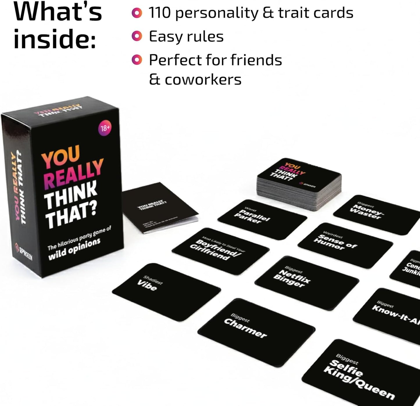 The Hilarious Party Game That Exposes What Everyone Really Thinks – Funny Adult Card Games for Game Night, 110 Cards for Party Games for Adults and Groups, 3+ Players