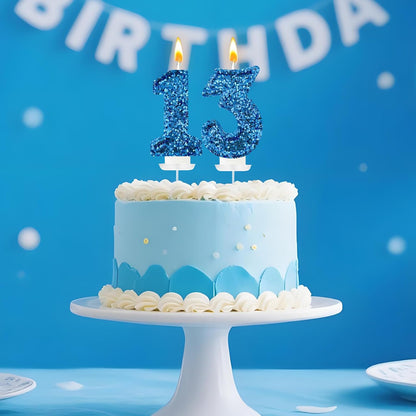 Birthday Number Candles, Glitter Number Candle Cake Decorations with Sequins, Cupcake Decorations for Girls, Women, Party Anniversary Celebrations (Number 6, Purple)