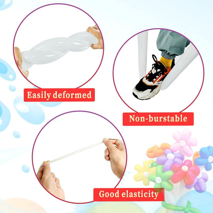 260 Clear Long Balloons for Animals, Thickening Skinny Latex Twisting for Arch Modeling Magic Clown Birthday Wedding Party Decorations 100pcs