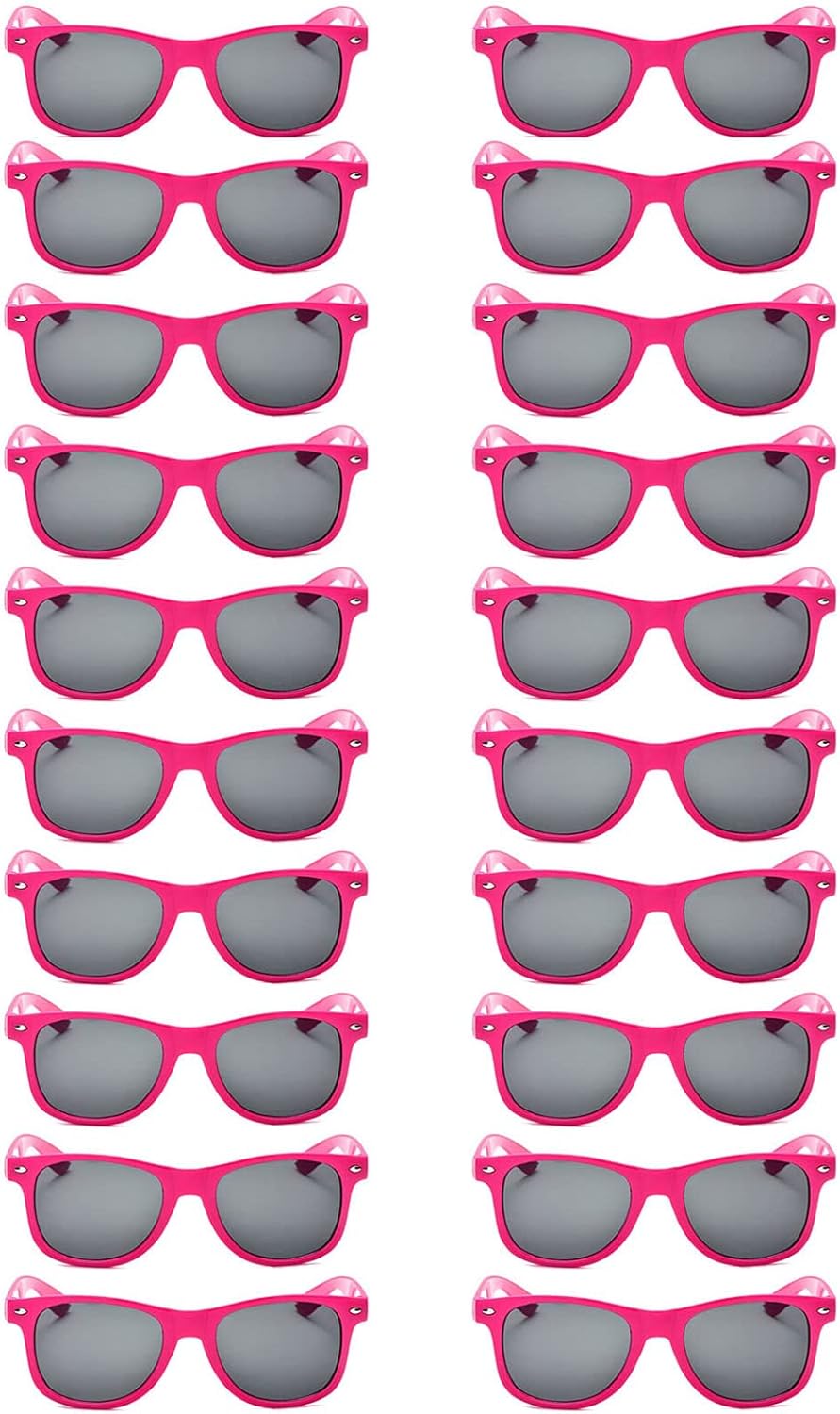 20 Pairs Bulk Sunglasses for Adult Retro 70s 90s Cheap Glasses (Black)
