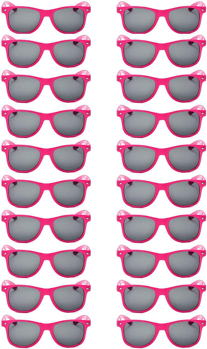 20 Pairs Bulk Sunglasses for Adult Retro 70s 90s Cheap Glasses (Black)