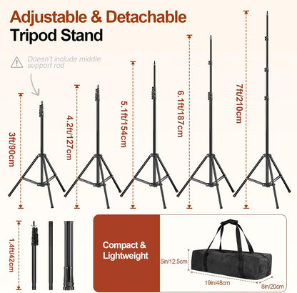 Backdrop Stand 10x7ft(WxH), Photo Studio Adjustable Background Stand Support System Kit with 8 Crossbars, 8 Clamps and Carrying Bag for Parties, Wedding, Photography, Decoration