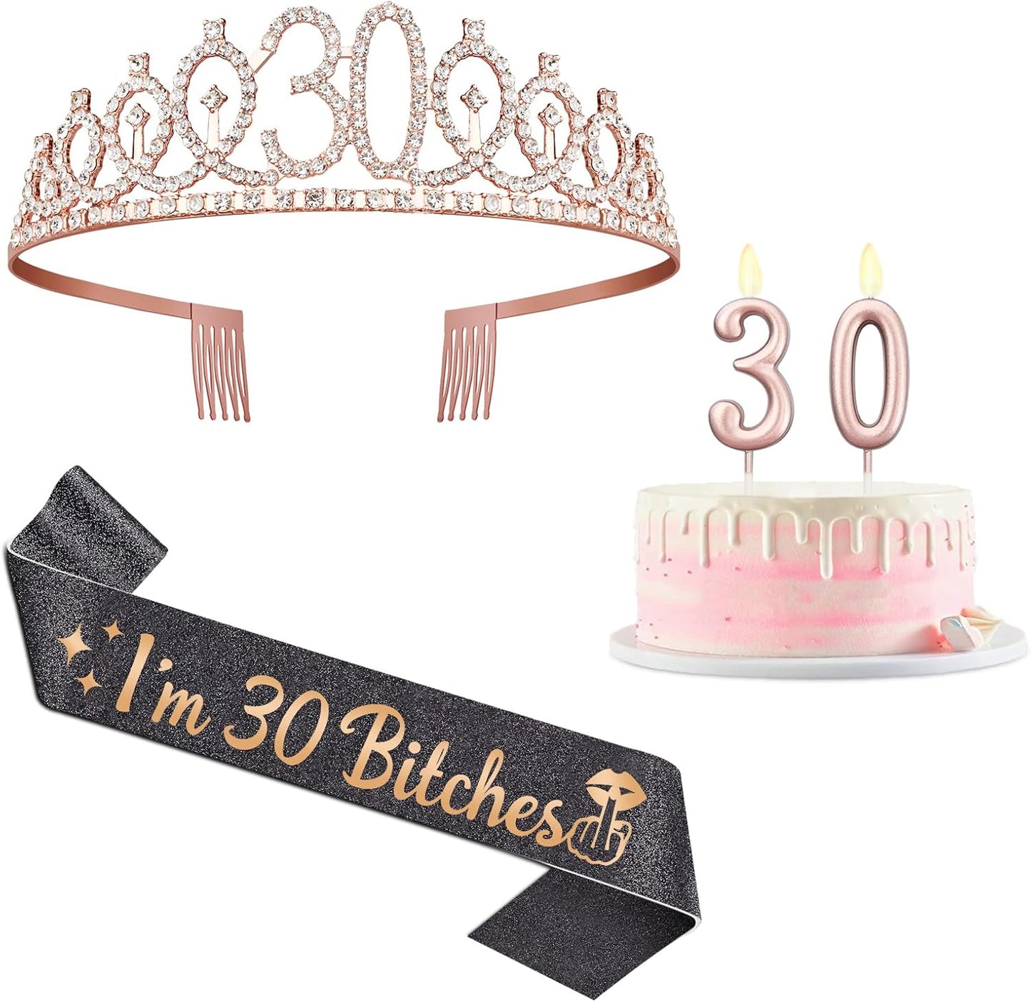 21st Birthday Decorations for Her with 21st Birthday Sash and Crown, Candles Gold, Gifts for 21 Year Old Girls