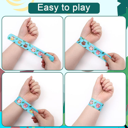 TAOVEN 48 PCS Slap Bracelets Wristbands for Jungle Safari Party Favors, Safari and Jungle Theme Party Decoration Tools