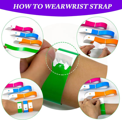 1000 Pcs Paper Wristbands for Events Waterproof Wrist Bands Lightweight Festival Identification Wristbands Neon Adhesive Event Wrist Band for Party