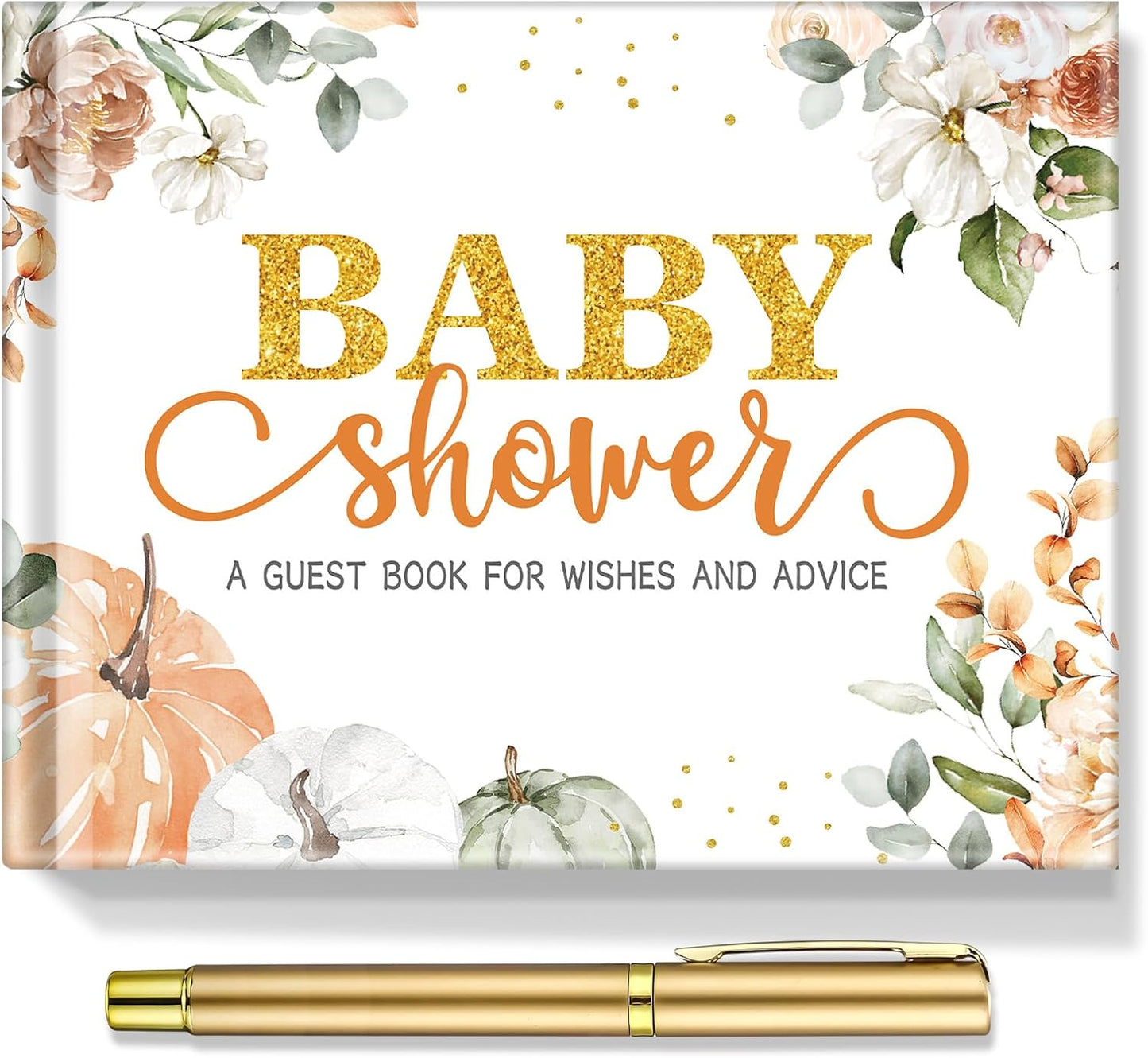 Fuyoooo 27 Pcs Safari Animal Baby Shower Guest Book Set Baby Shower Sign in Guest Floral Book Place Table Cards with Gold Pen Adhesive Photo Corner for Birthday Party