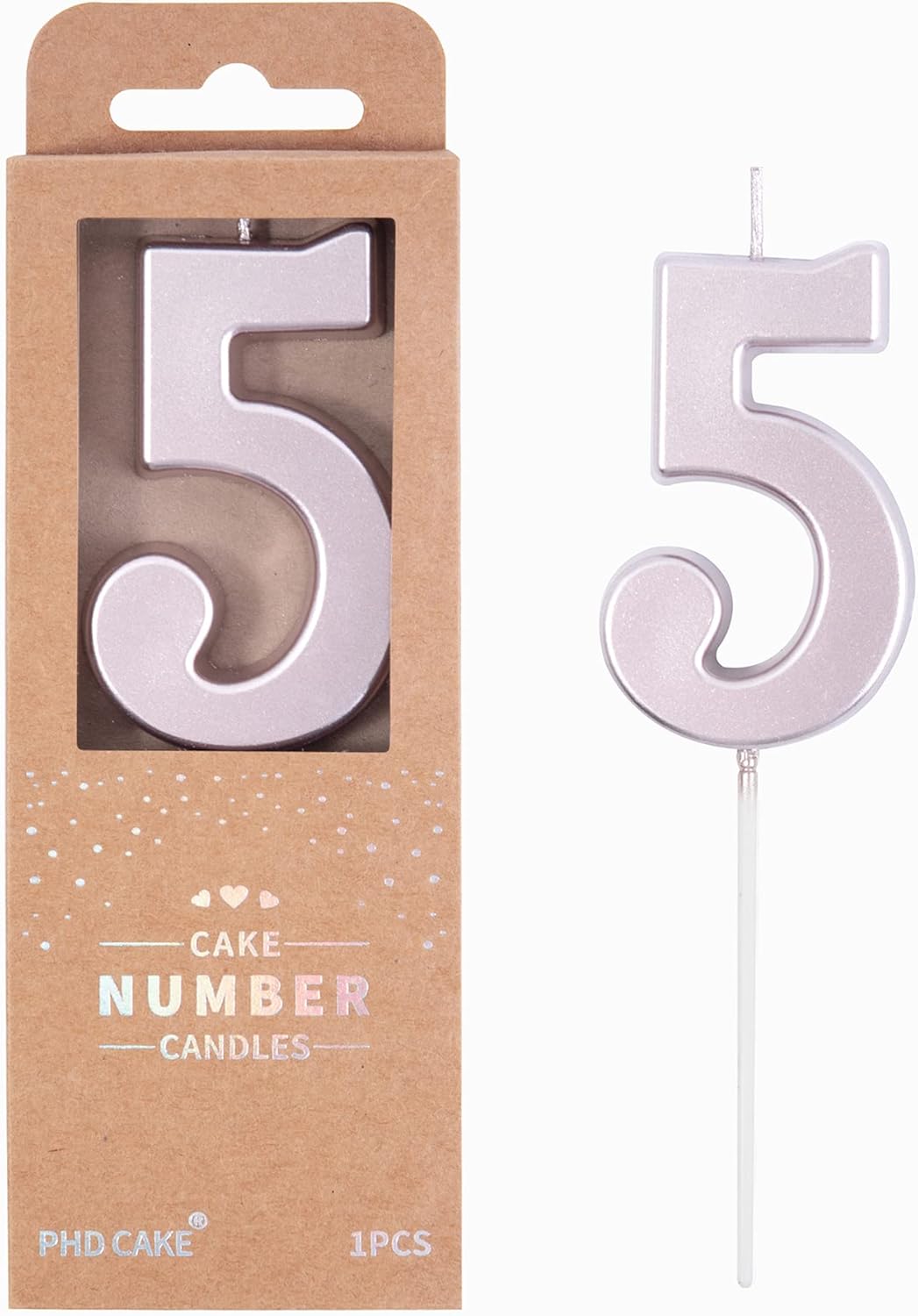 PHD CAKE 2.76 Inch Modern Gold 2 Number Birthday Candles, Gold Number Candles, Cake Number Candles, Party Celebration