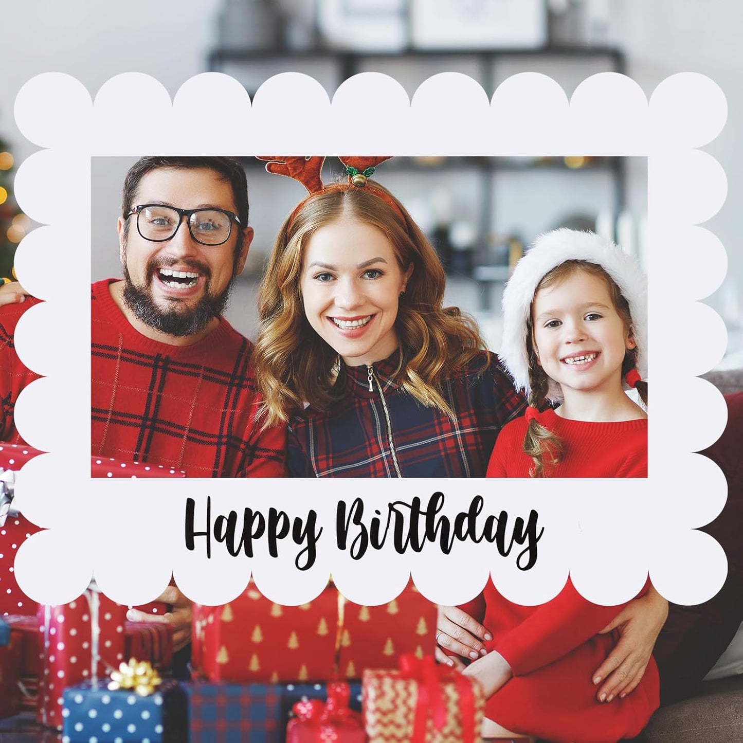 Beeveer 32 x 24 Inch Extra Large Happy Birthday Photo Booth Selfie Frame Props Picture DIY Cutouts Photo Backdrop Cardboard Props for Party Supplies Favors(Vertical,Shiny Gold)