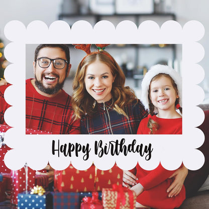 Beeveer 32 x 24 Inch Extra Large Happy Birthday Photo Booth Selfie Frame Props Picture DIY Cutouts Photo Backdrop Cardboard Props for Party Supplies Favors(Vertical,Shiny Gold)
