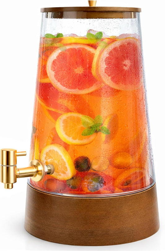 1.7 Gallon Glass Drink Dispenser, Large Glass Cold Beverage Dispensers with Faucet, Water Dispenser for Party, Bars and Home