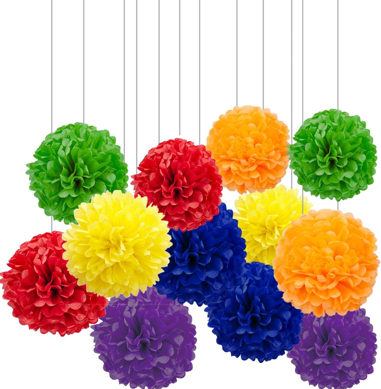XIKSXITN 12 pc Rose Gold Gradient Tissue Paper Pom poms-Hanging Gold Dot White Paper Pom Poms Paper Flowers Ball for Party Decorative(8&10&12 inch)
