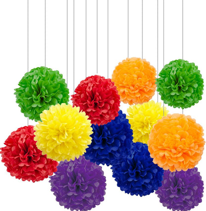 XIKSXITN 12 pc Rose Gold Gradient Tissue Paper Pom poms-Hanging Gold Dot White Paper Pom Poms Paper Flowers Ball for Party Decorative(8&10&12 inch)