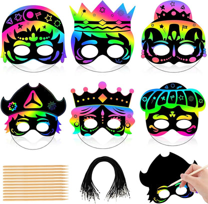 AUGSUN 30PCS Ocean Crafts, Colorful Ocean Animals Scratch Masks DIY Under The Sea Scratch Off Cards Magic Rainbow Scratch Art Summer Party Favors School Activities