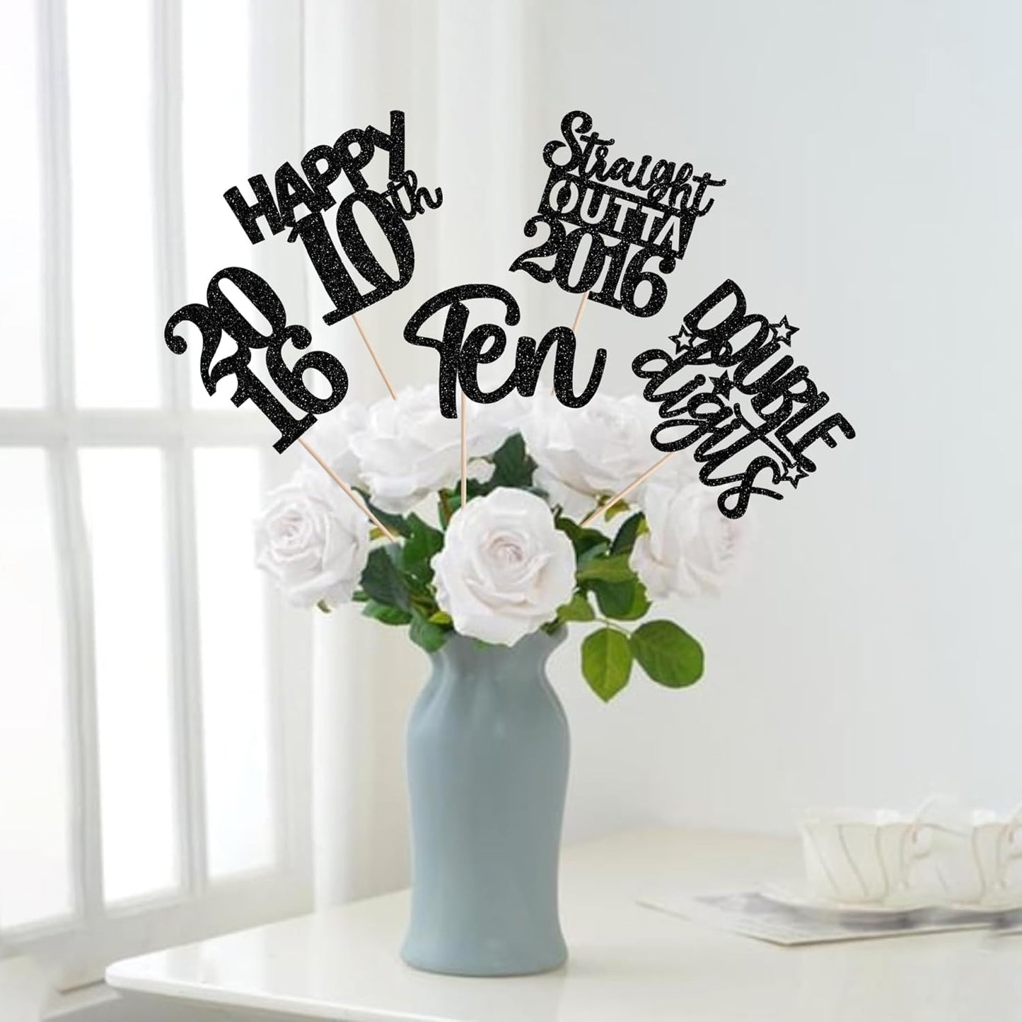 15 PCS 50th Birthday Centerpiece Sticks Fifty Happy 50th Straight Outta 1976 Table Flower Centerpieces Sticks Cheers to 50 Floral Decorations for 50th Birthday Party Centerpieces Supplies Black