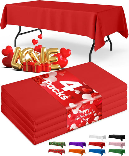 Niuara White Plastic Table Cloth - 4 Pack 54" × 108" Rectangle Disposable Tablecloths for 6FT Tables, Table Cover for Party, Holiday & Gathering Use