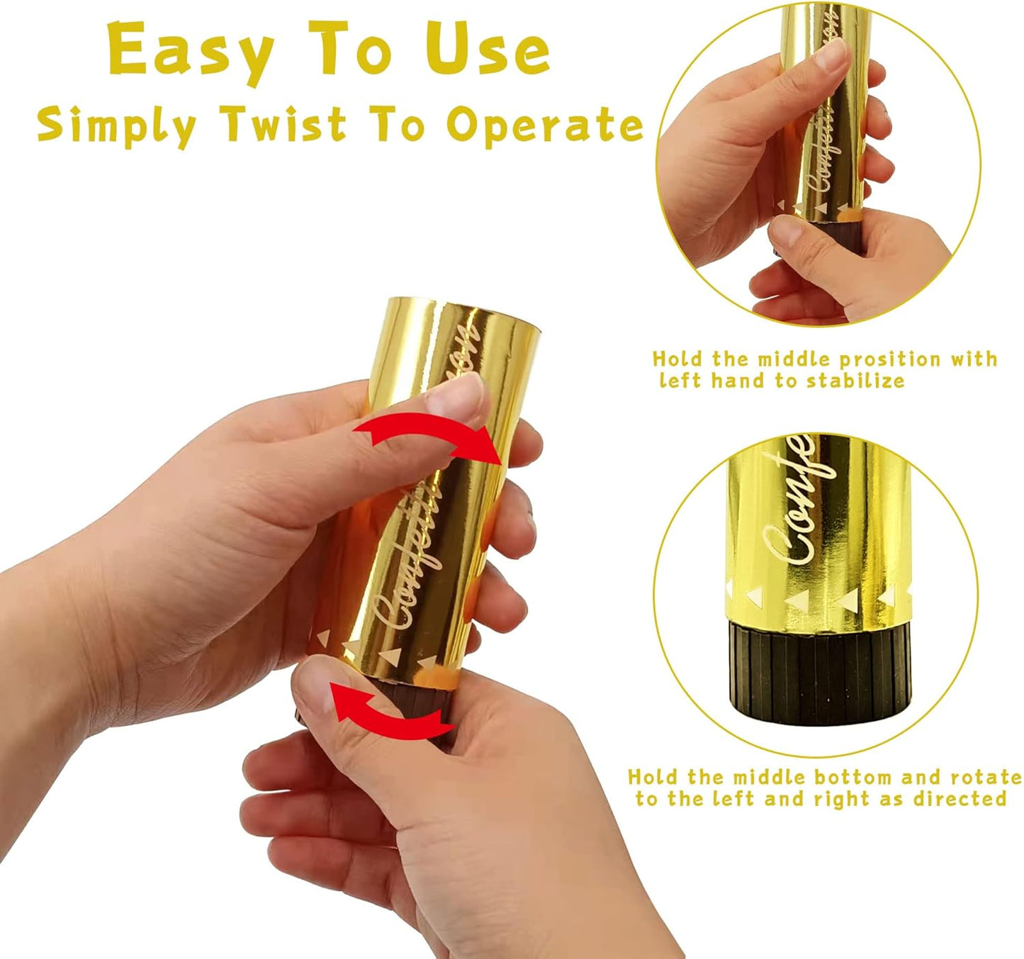 Confetti Poppers Cannons for Wedding Birthday Graduation Baby Shower Anniversary Christmas New Year's Kids Fun Party Supplies Decorations and Favors (Gold)