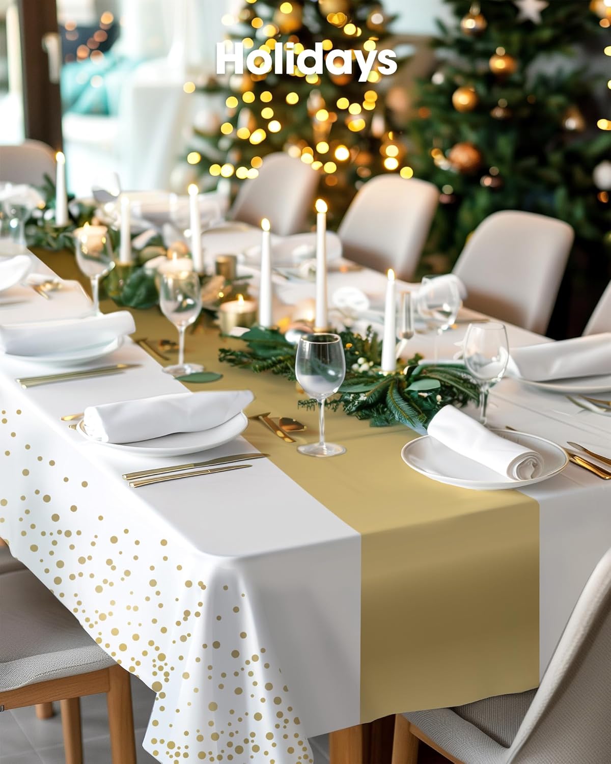 Pureegg Plastic Table Cloth 10 Pack, 54 x 108 Inch Disposable Table Cloths for Party, Picnic and Wedding, Rectangle, White - Colors A