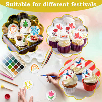 20pcs Gold Mirror Acrylic Happy Birthday Cupcake Toppers Round Engraved Cake Picks Happy Birthday Cake Toppers for DIY Birthday Gift Flower Bouquet Pastries Desserts Decor