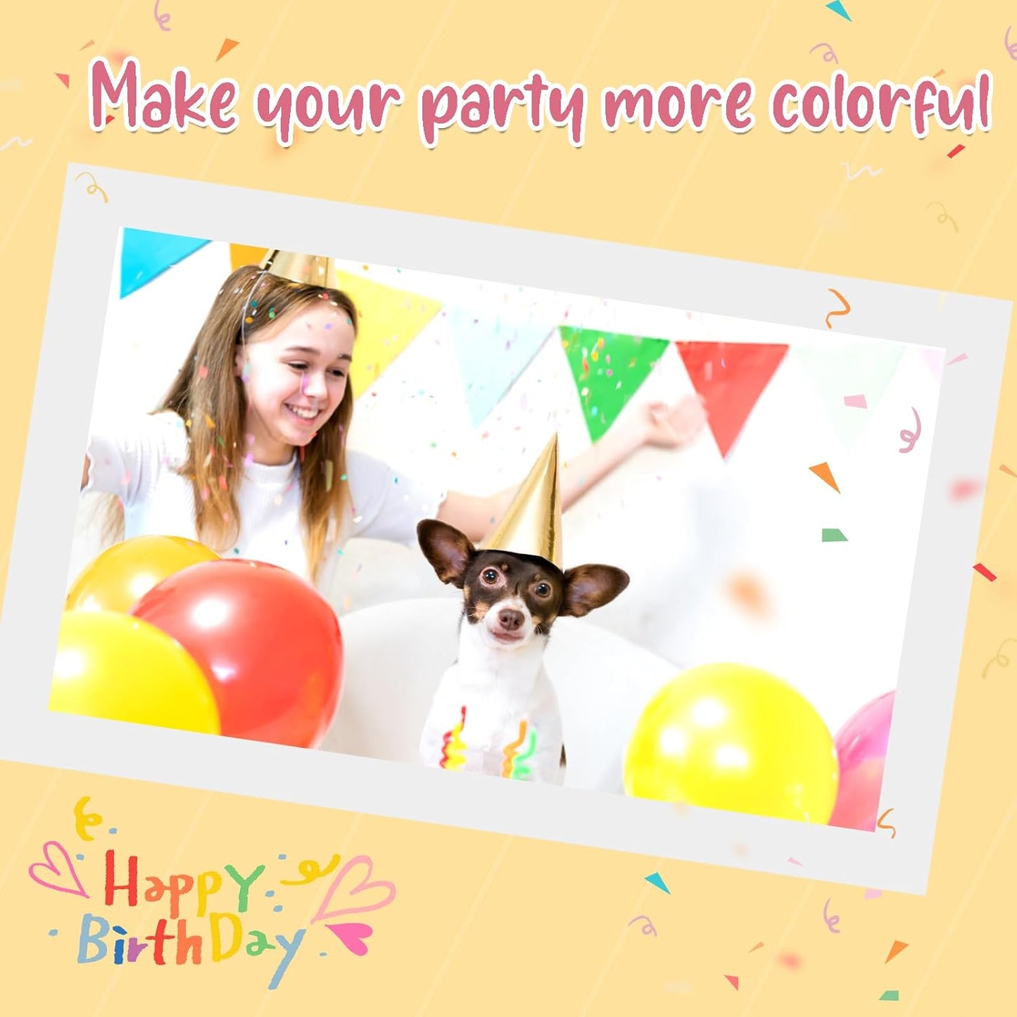 24 PCS Party Cone Hats DIY Birthday Paper Cone Hats for Kids and Adults Birthday, Baby Shower, Bridal Shower