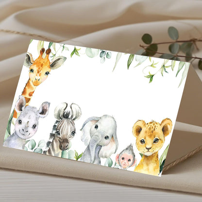 120 Pack Woodland Baby Shower Place Cards, 3.5" x 2" Foldable Table Tent Name Cards, Food Labels for Forest Animals Baby Shower Birthday Party Reception Tables Placement Party Decorations