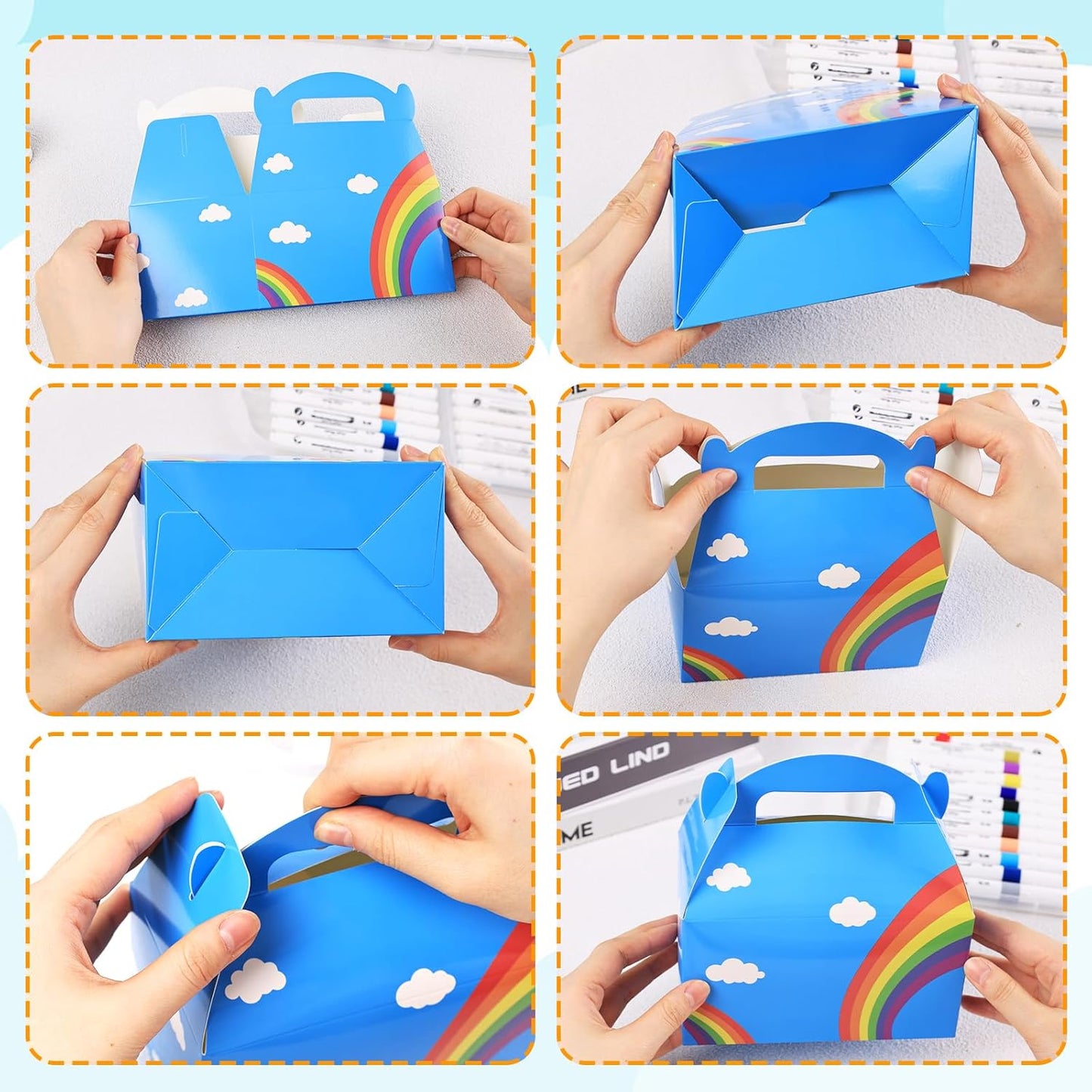 VGOODALL 16PCS Gable Treat Boxes Goodie Bags, 6x3.5x3.5inch Colorful Paper Gift Boxes for Kids Snacks, Candy, Toys, Birthday Party, Wedding