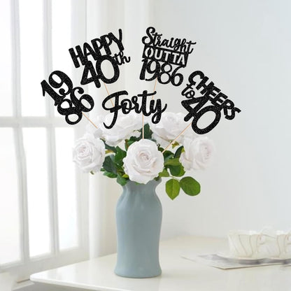 15 PCS 50th Birthday Centerpiece Sticks Fifty Happy 50th Straight Outta 1976 Table Flower Centerpieces Sticks Cheers to 50 Floral Decorations for 50th Birthday Party Centerpieces Supplies Black