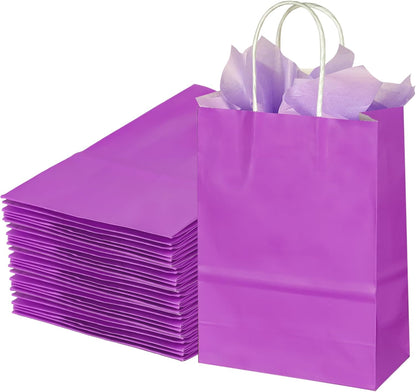BLEWINDZ 32 Pieces Gift Bags with 32 Tissues, 8 Colors Party Favor Bags with Handles, Rainbow Gift Bag for Wedding, Birthday, Party Supplies and Gifts