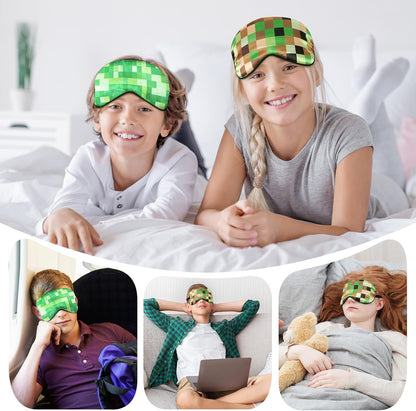 2 Pcs Sleep Mask for Kids Boys, Silk Eye Covers for Sleeping, Adjustable Strap & Light Blocking Design, Adult Children's Bedtime Blindfold for Travel and Home Use (Funny Eye)