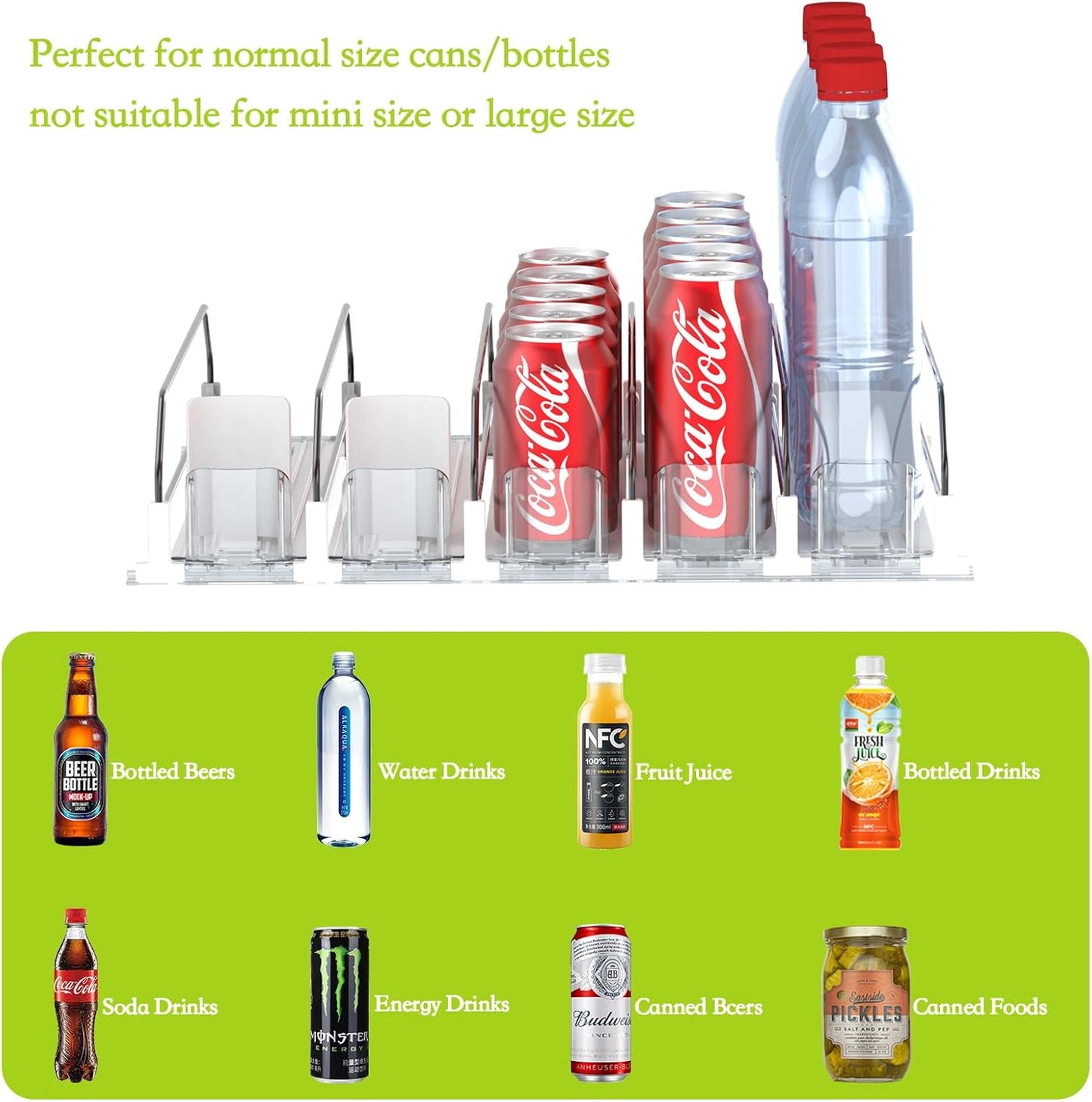 IBORING Drink Organizer for Fridge,Self Pushing Fridge Drink Organizer,Automatic Drink Dispenser for Fridge-Holds up to 30 Cans