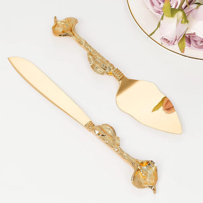 Cake Cutting Set for Wedding, Personalized Gold Cake Knife and Server Set, Custom Cake Serving Set, Engraved Pastry Pie Server Cake Pizza Cutter, Birthday Bridal Gift (F-Classic)